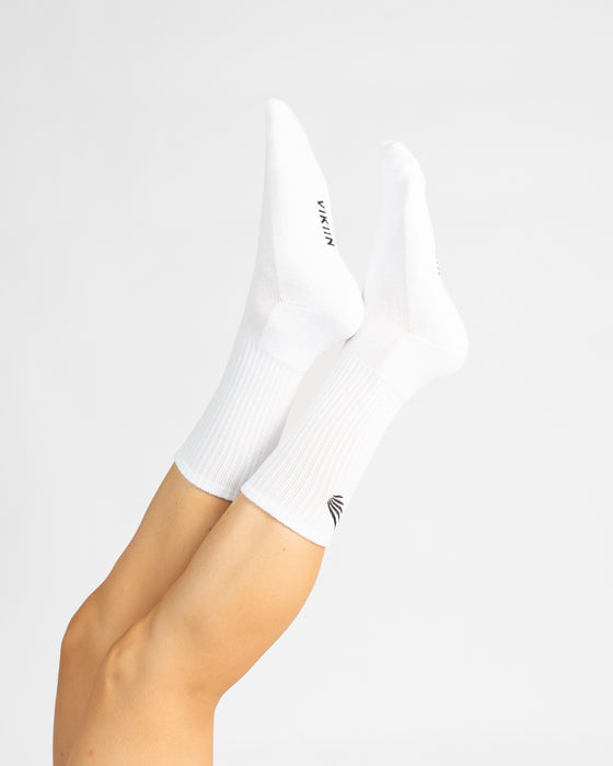 White gym socks. White crew socks. White training socks